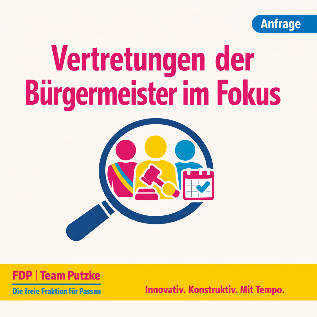 Anfrage der FDP Team Putzke: Vertretungen der Bürgermeister im Fokus – Lupe über Personen-Icons und Kalender