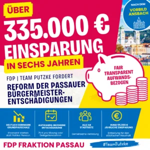 FDP Team Putzke fordert Reform der Passauer Bürgermeisterentschädigungen – über 335.000 € Einsparung in sechs Jahren