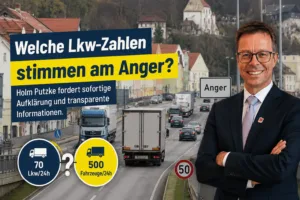 Holm Putzke fordert Aufklärung über widersprüchliche Lkw-Zahlen am Anger in Passau: 70 Lkw vs. 500 Fahrzeuge pro 24 Stunden