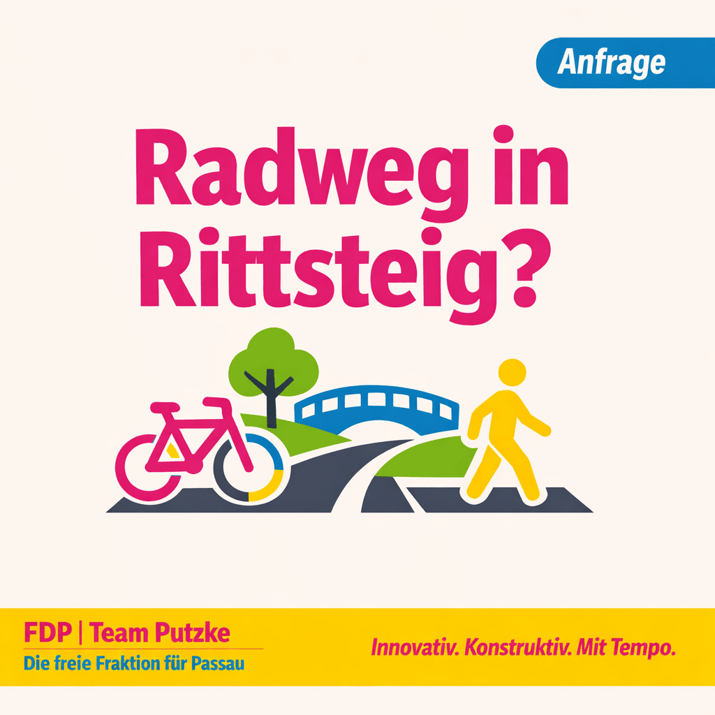 Sharepic der FDP-Fraktion Passau zum Antrag: Geh- und Radweg Alte Poststraße in Rittsteig: FDP-Fraktion fragt nach Stand der Gespräche mit dem Bayerischen Naturschutzfonds