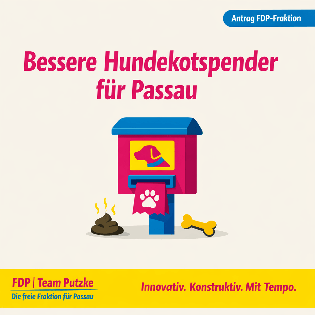 Sharepic der FDP-Fraktion Passau zum Antrag: Hundekotspender