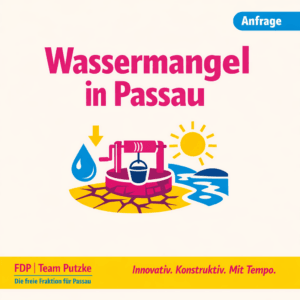 Sharepic der FDP-Fraktion Passau zum Antrag: Niedrigwassersituation und Grundwasserlage – Empfehlung des Wasserwirtschaftsamts Deggendorf und Handlungsbedarf im Stadtgebiet Passau